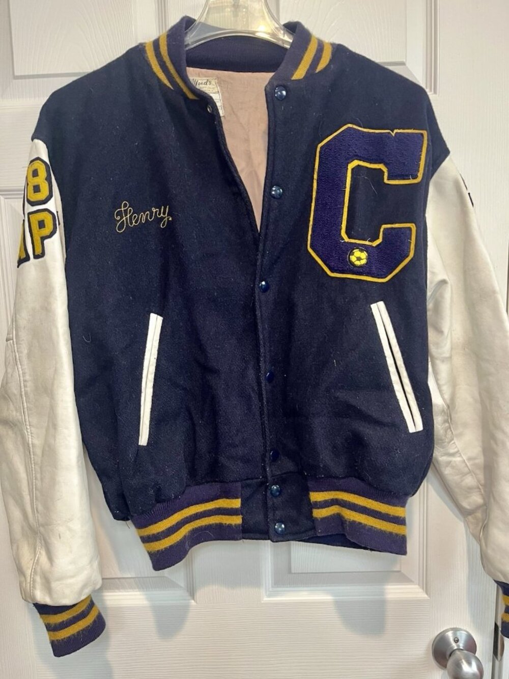 Vintage Varsity Letter Jacket Wool Leather 80s 1988 Captain Soccer Letterman 44